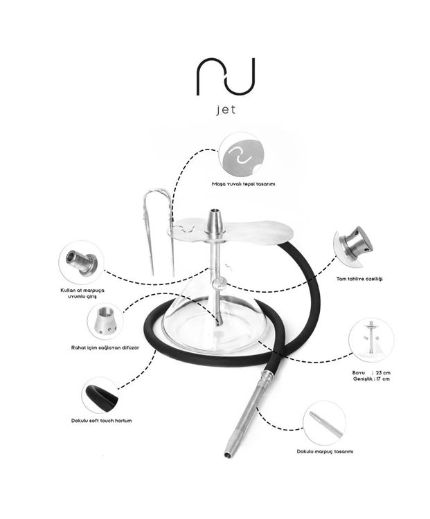 NU JET Çelik Nargile Takımı