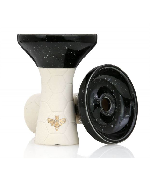 Bee Bowl Siyah Noktalı & Beyaz Phunnel Nargile Lülesi